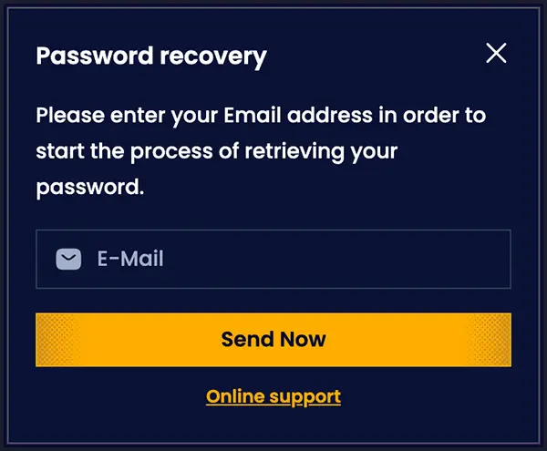 password recovery trino-online.casino